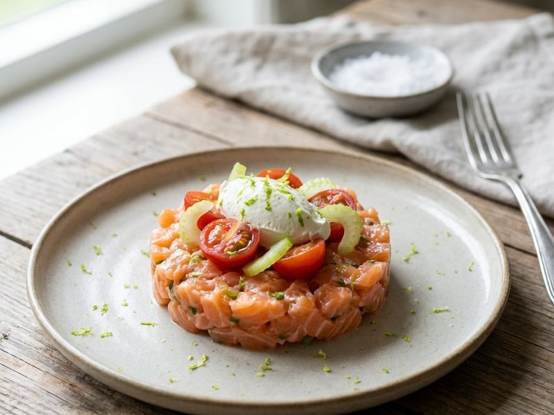Fresh Salmon Tartare with Lime & Cream Cheese