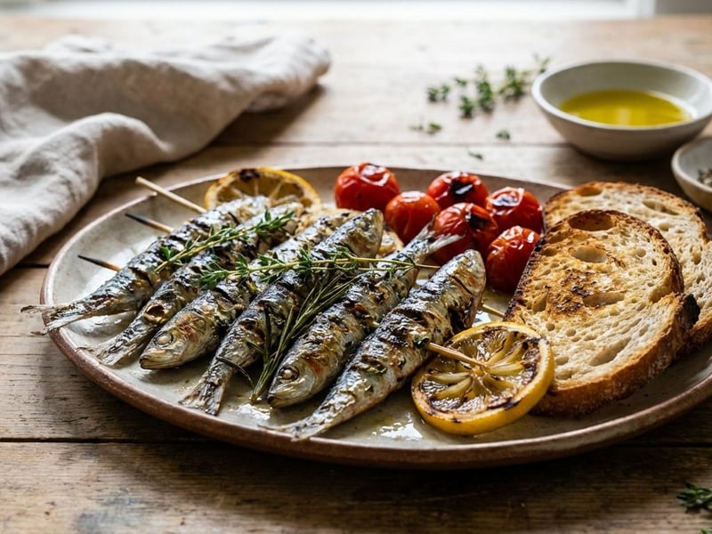 Gegrillte Sardinen mit Kräutern und Zitronen-Dip