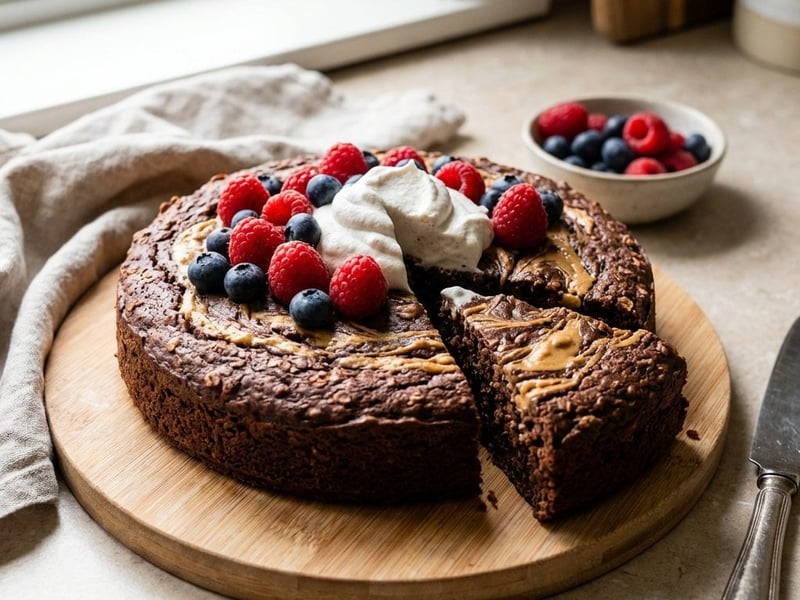 Chocolate Oatmeal Cake with Peanut Butter