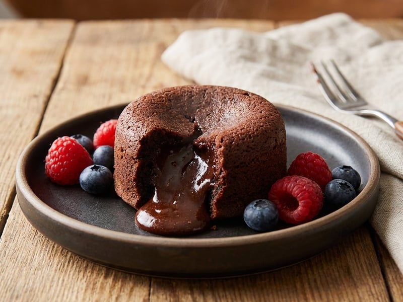 Veganer Schokomuffin mit flüssigem Kern