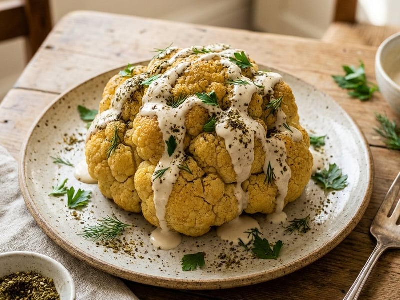 Roasted Cauliflower with Tahini Dressing & Za'atar