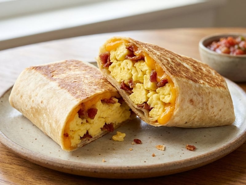 Hearty Tortilla Wrap with Bacon and Egg