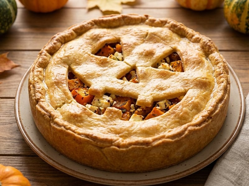 Savory Halloween Pumpkin Pie with Feta