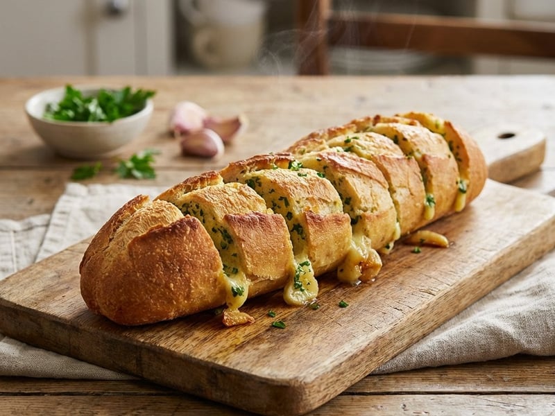Garlic Baguette with Roasted Garlic | Crispy & Spicy