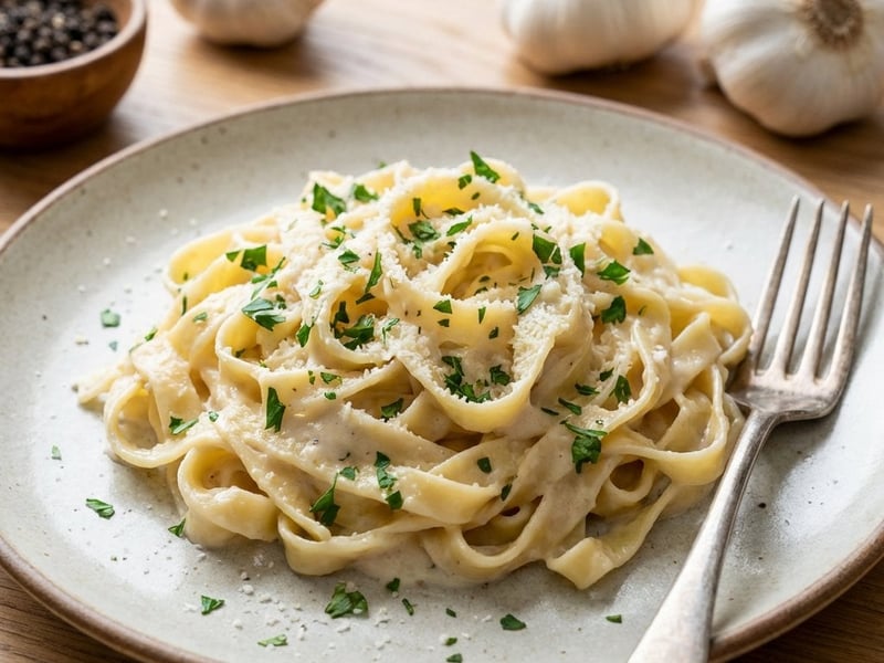 Tagliatelle with Roasted Garlic Sauce