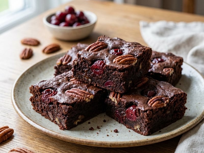 Vegan Brownies with Pecans and Sour Cherries
