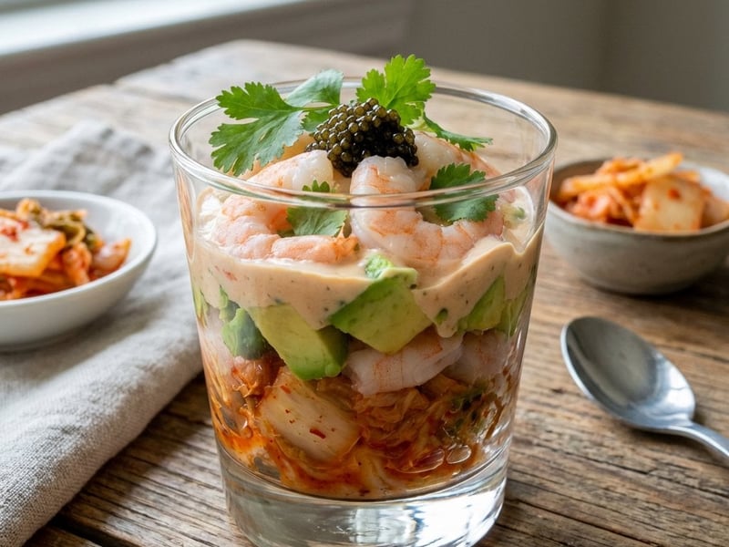 Shrimp Cocktail with Kimchi and Avocado