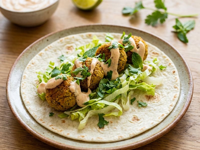 Falafel in Tortilla mit Chili-Limetten-Mayonnaise