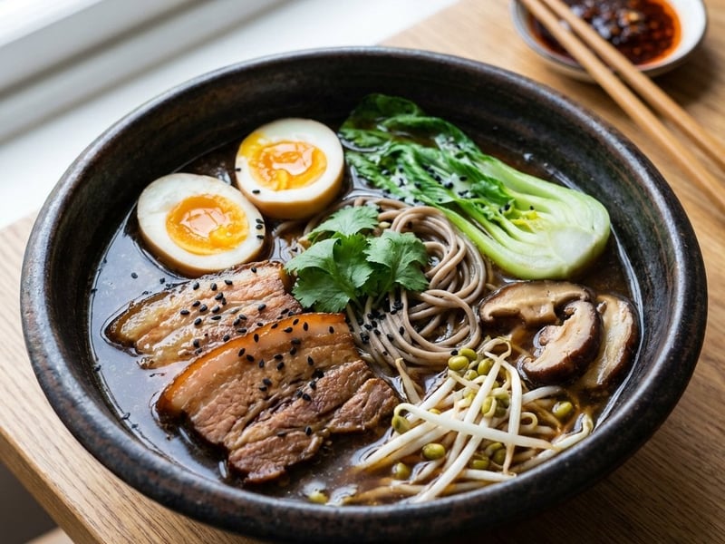 Hearty Pork Ramen with Soba Noodles