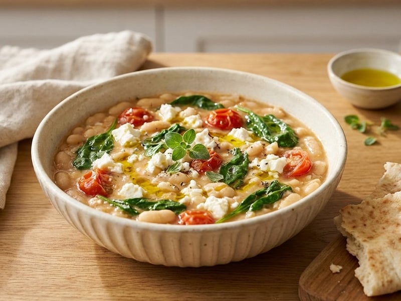 Bean Skillet with Feta and Spinach