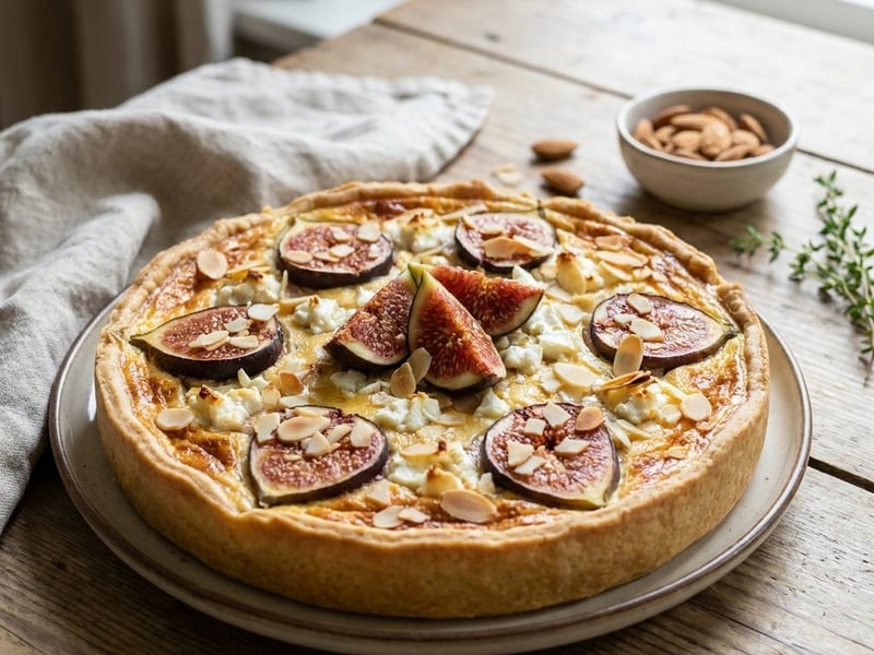 Quiche with Goat Cheese, Figs, and Almonds