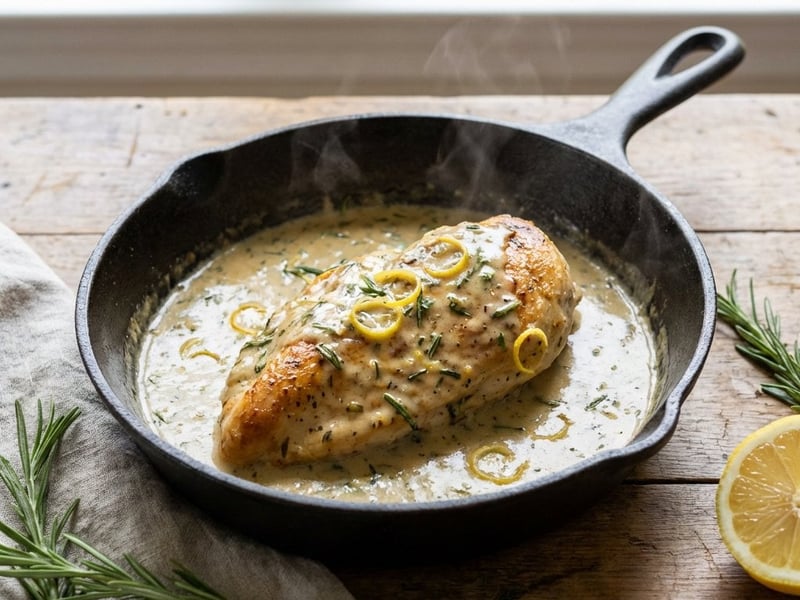 Chicken Breast with Rosemary and Whipped Cream Sauce