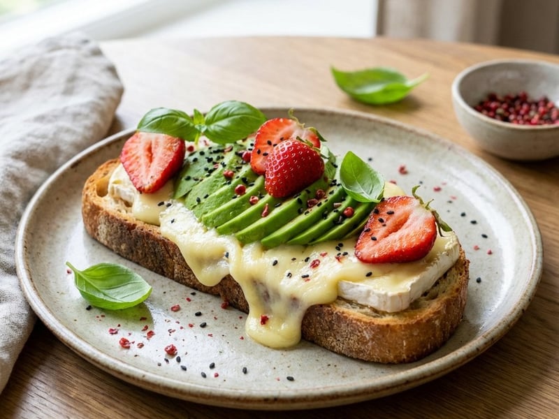 Toast with Camembert and Strawberries