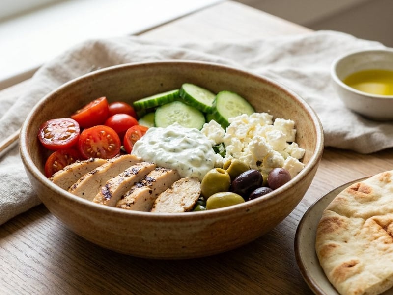 Greek Bowl with Grilled Chicken and Tzatziki