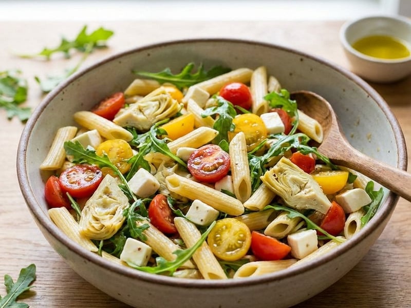 Summer Pasta Salad with Mozzarella and Artichokes