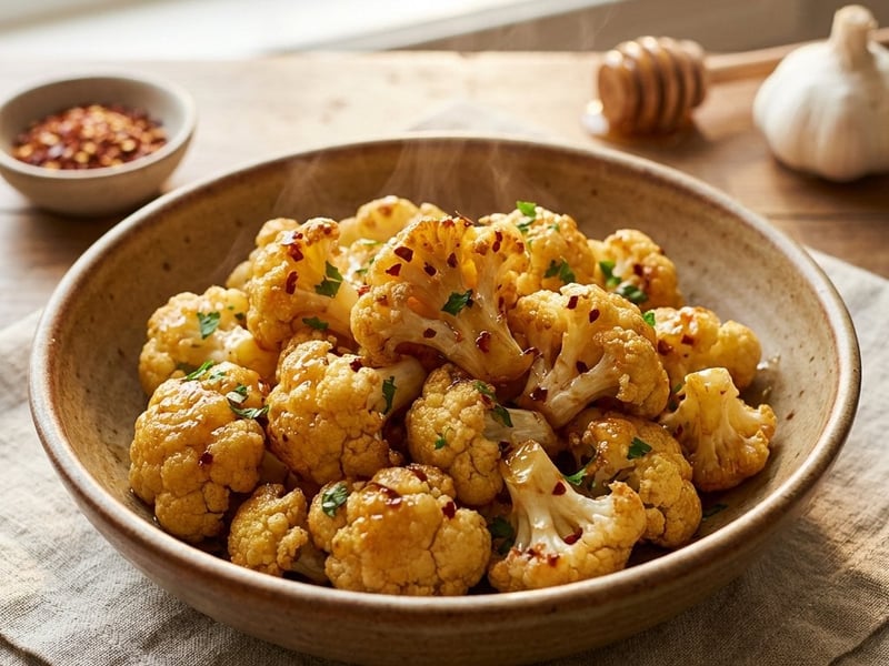 Roasted Cauliflower with Honey, Garlic, and Chili
