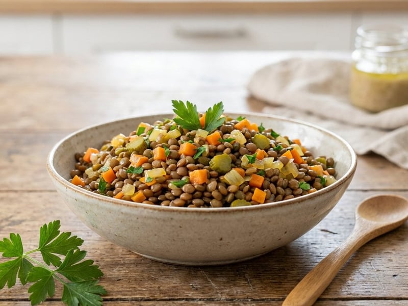 Refreshing Lentil Salad with Carrots and Pickles