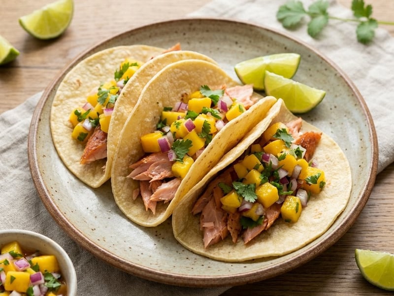 Fish Tacos mit Mango-Salsa & Limette