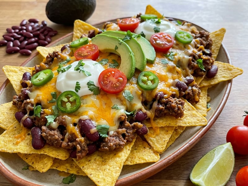 Baked Nachos with Minced Beef