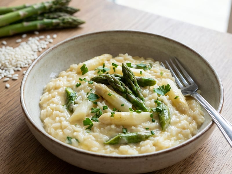 Spargelrisotto mit weißem & grünem Spargel