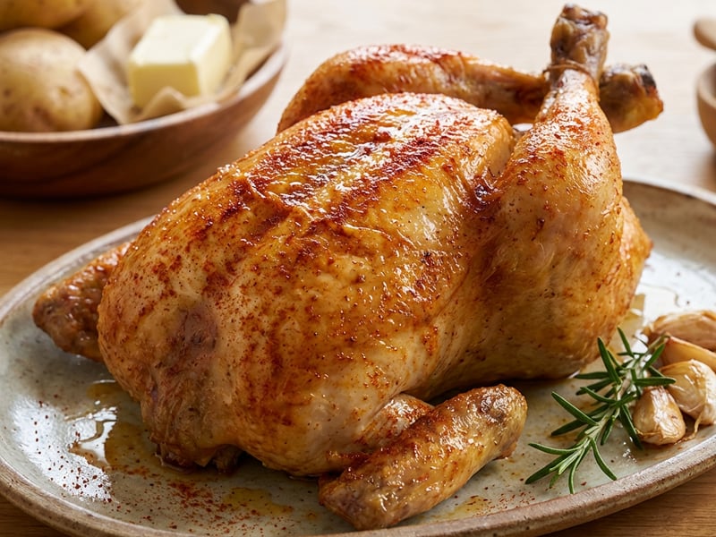 Knuspriges Brathendl mit Paprika & Butter