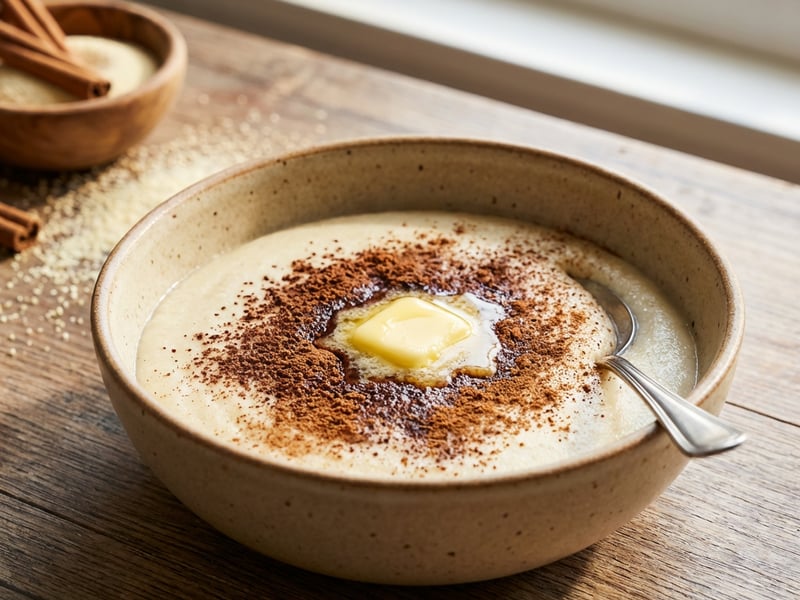 Cremiges Grießkoch mit Zimt und Zucker