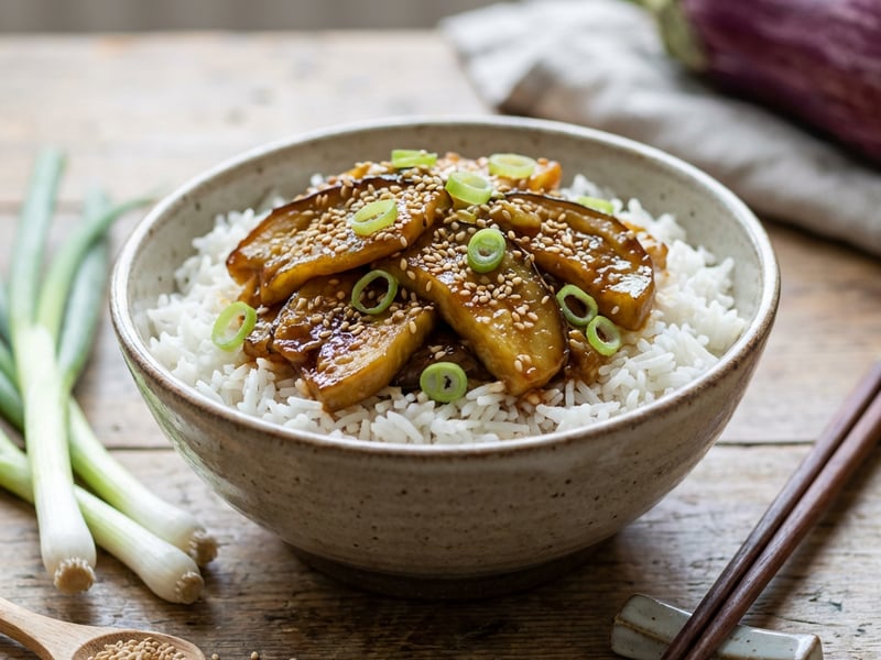 Geschmorte Miso Melanzani