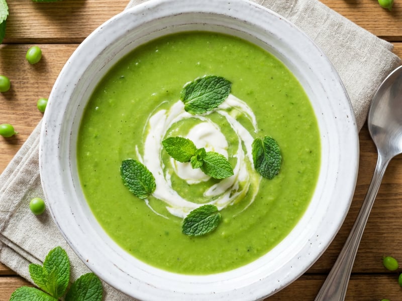 Erbsencremesuppe mit Minze