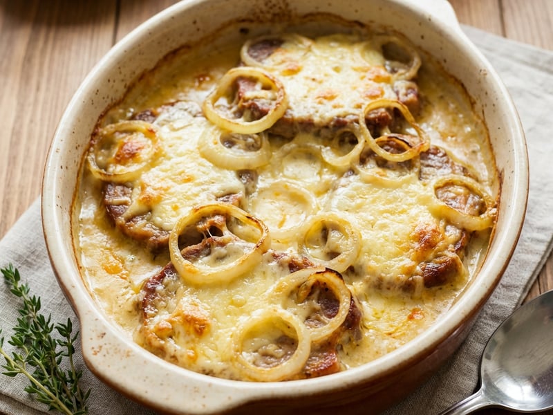 Überbackener Schweineschopf mit Käse und Obers