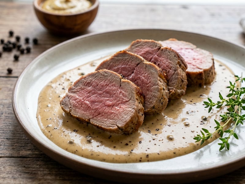 Schweinslungenbraten in Pfeffersauce