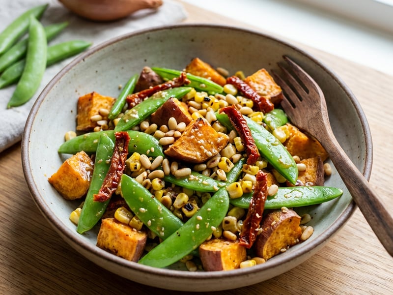 Gebackener Süßkartoffelsalat mit Sesam-Vinaigrette