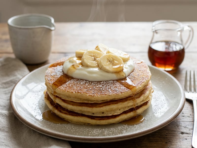 Banana Yogurt Pancakes with Cinnamon