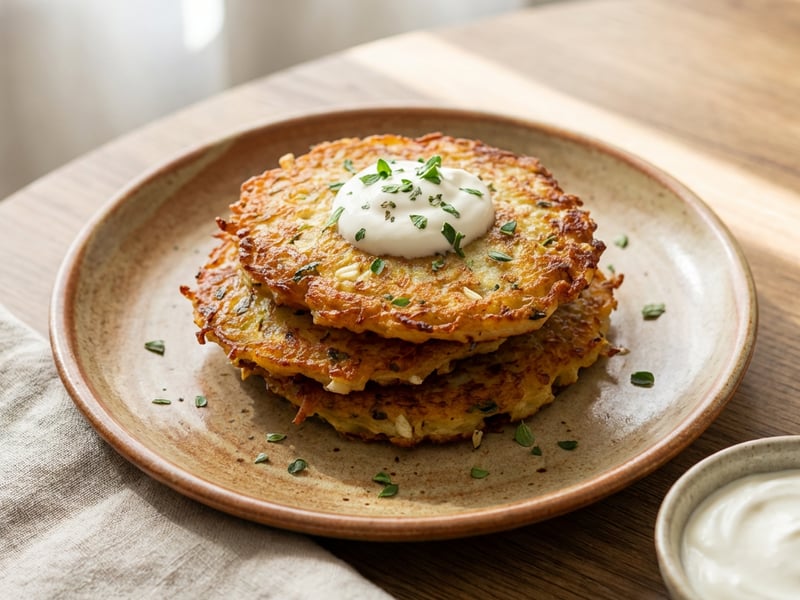 Knusprige Erdäpfelpuffer | Klassisches Rezept mit Knoblauch