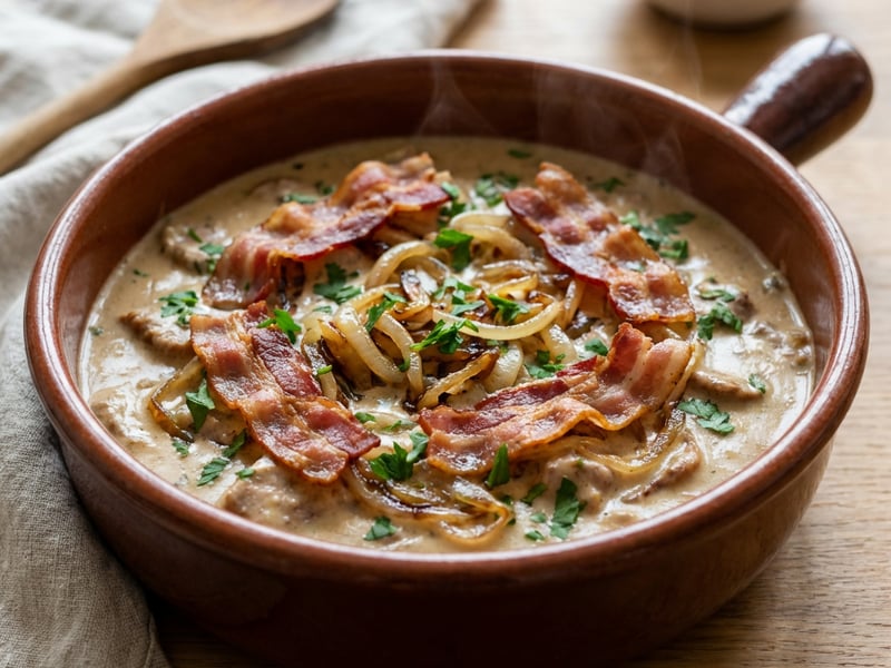 Ragout of Pork Tenderloin with Bacon & Cream