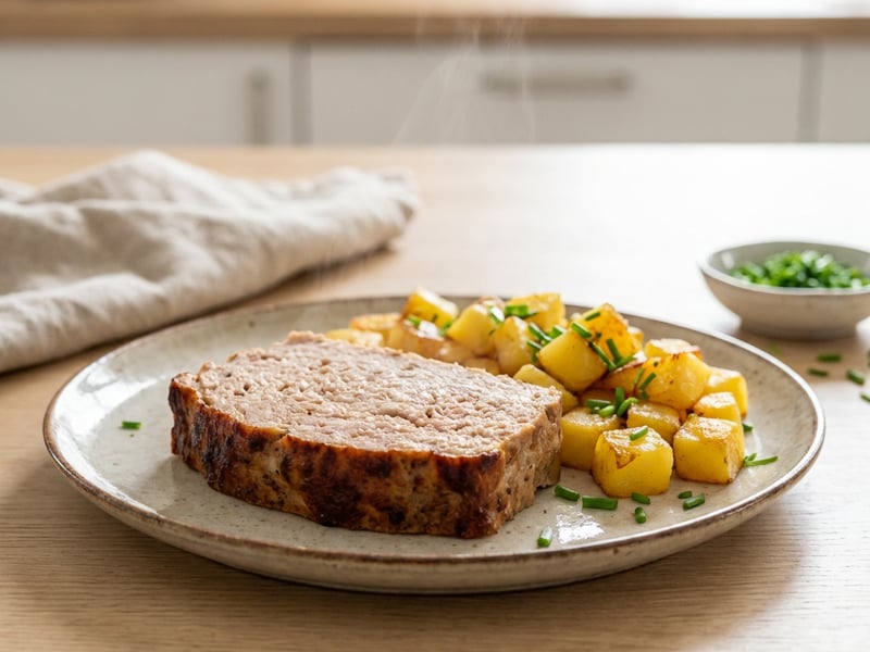 Puten-Faschiertes Braten mit Röstkartoffeln