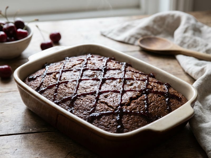 Saftiger Blechlebkuchen mit Kirschgitter