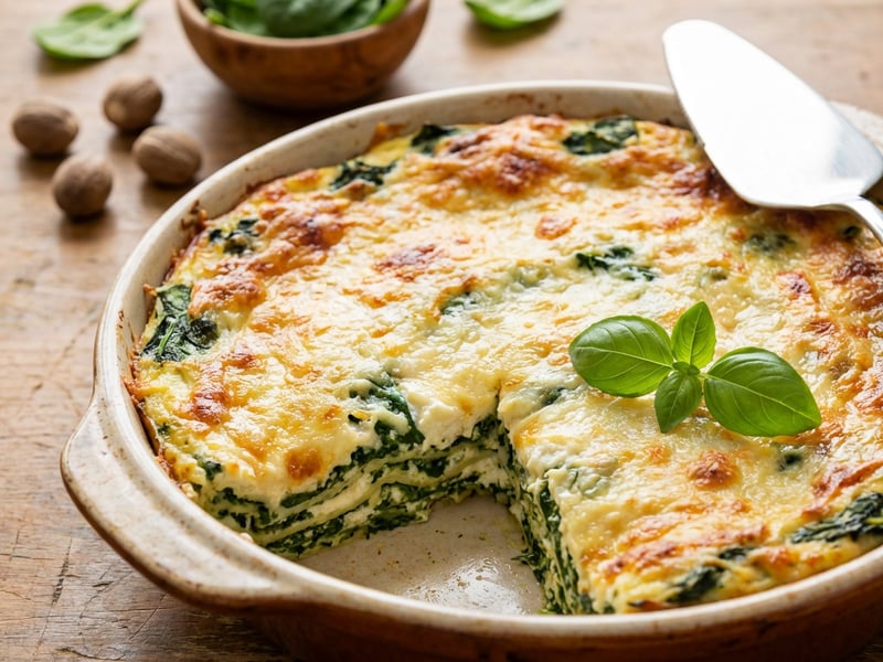 Spinat-Lasagne mit Ricotta und Parmesan