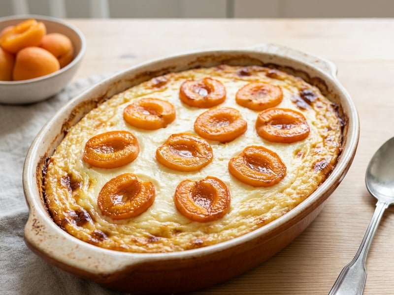 Reisauflauf mit Topfen und Marillen