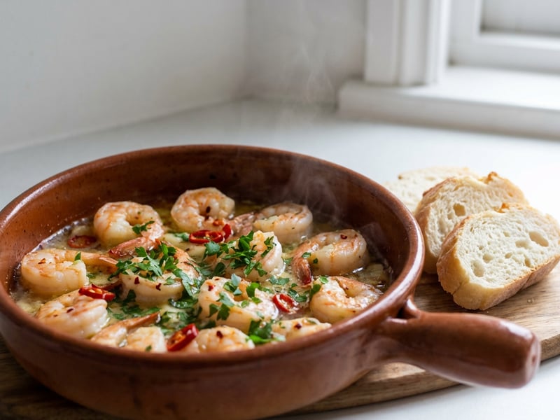 Knoblauchgarnelen mit Chili und Weißwein