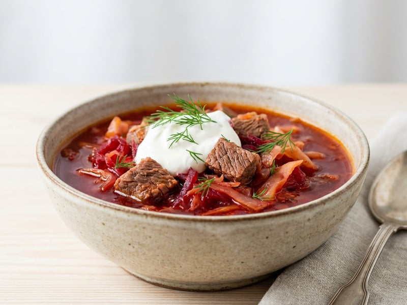 Klassischer Borschtsch mit Rindfleisch & Roten Rüben