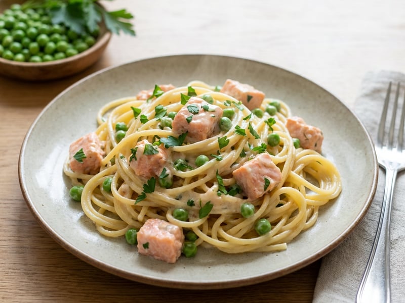 Creamy Pasta with Salmon and Peas