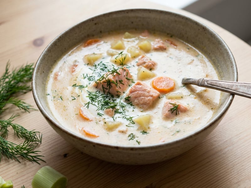Finnische Lachssuppe (Lohikeitto)