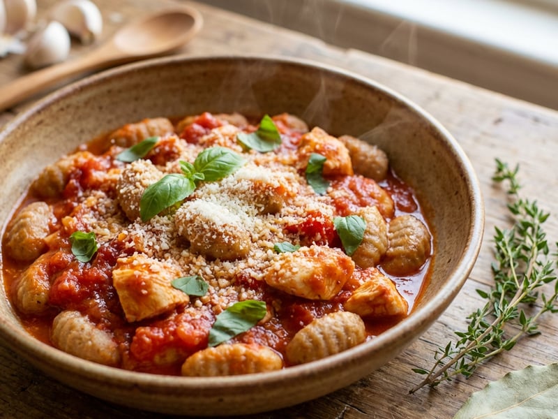 Gnocchi mit Paradeisersauce und Hendl