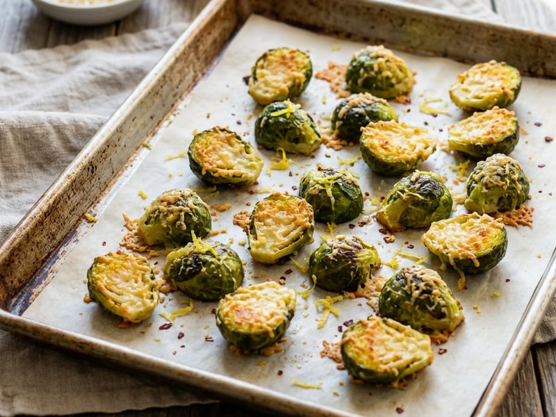 Roasted Brussels Sprouts with Parmesan Crust