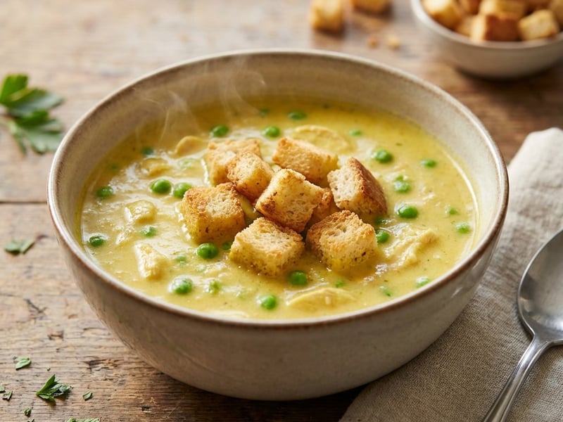 Creamy Chicken Curry Soup with Peas