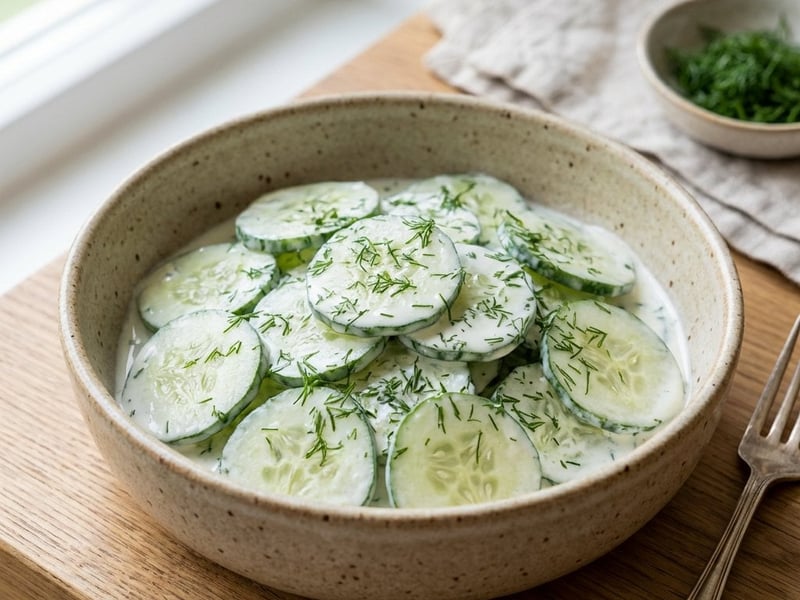 Cucumber Salad with Cream and Dill