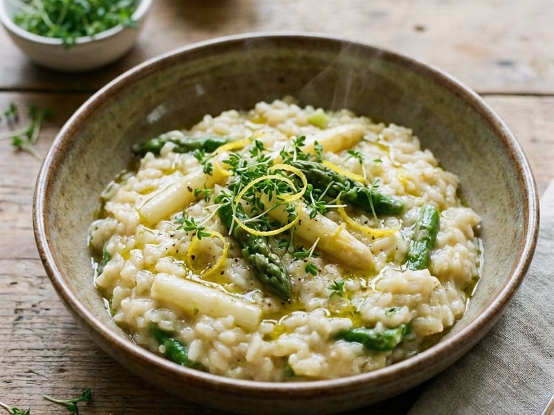 Creamy Asparagus Risotto with Green Asparagus