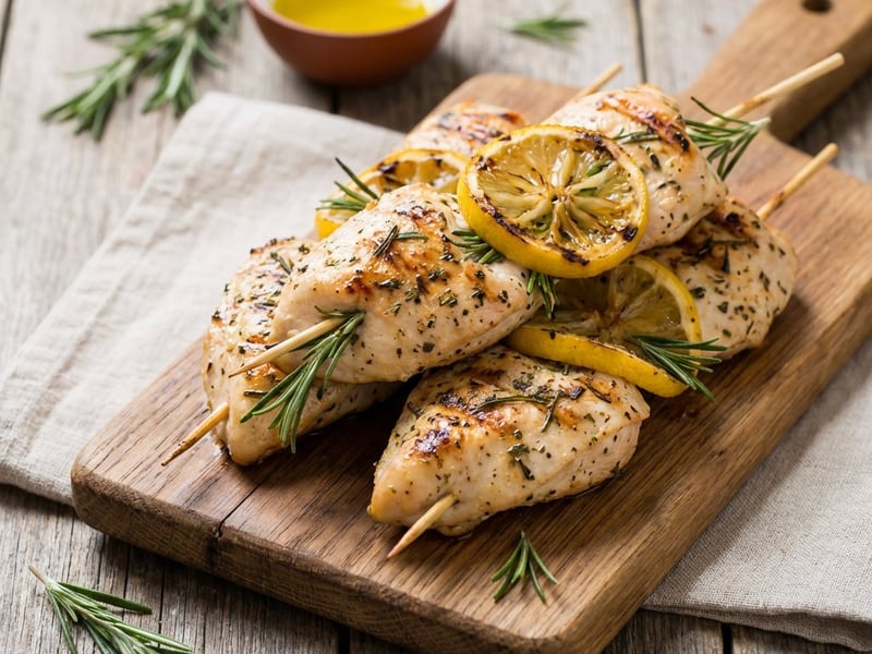 Grilled Chicken Breast Skewers with Rosemary