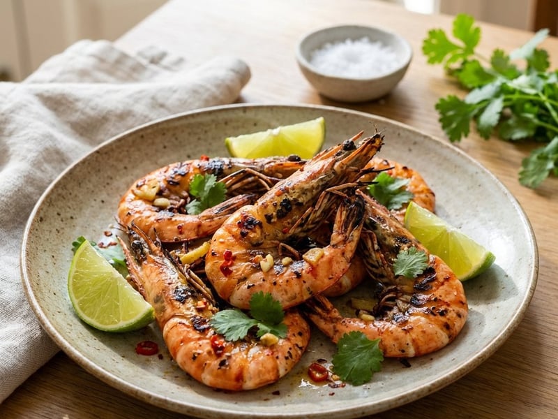 Grilled Prawns with Garlic and Ginger