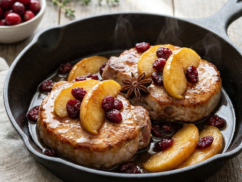 Pork Chops with Apples and Cranberries